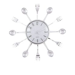 Spoons And Forks Kitchen Wall Clock - 14X14&Quot;