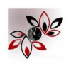 Flower Wall Clock - Black & Red