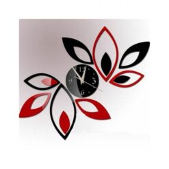 Flower Wall Clock - Black & Red