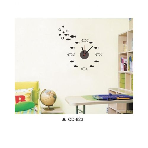 Wall Sticker With Clock - Black