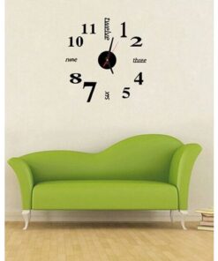 Number 3D Sticker Wall Clock - Black