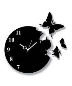 Flying Butterflies Wall Clock - Black