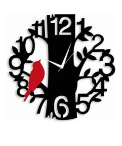 Sparrow On Tree WallClock - Black