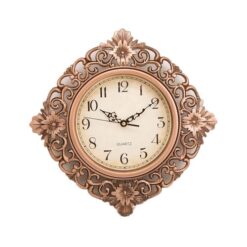 Floral Pattern Wall Clock With Bronze Finish - 12x12"