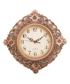 Floral Pattern Wall Clock With Bronze Finish - 12x12 inch