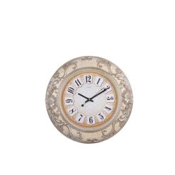 1032 - Printed & Embossed Structured Centre Beige Dial Wall Decor Clock