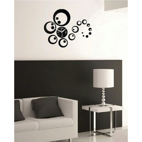 Decorative Circle Design Wall Clock - Black