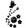 Butterfly & Flower Wall Clock - Black