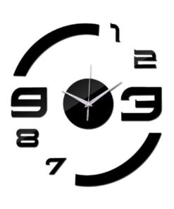 Half Number Design Wall Clock - Black