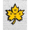 Yellow &Amp; Black Leaf Wall Clock