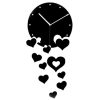 Falling Hearts Wall Clock - Black