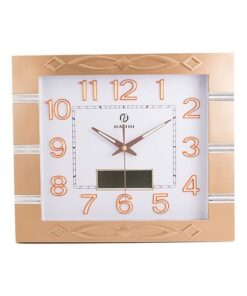 Analog Plus Digital Radium Wall Clock - 14x16 inch - Silver & Golden