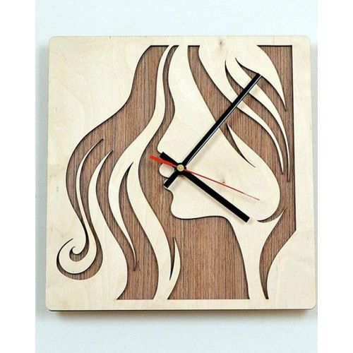 Double Shaded Plywood Beauty Girl Wall Clock