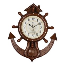 Roman Anchor Wall Clock With Pendulum - Brown