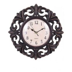Flower Pattern Wall Clock - Black