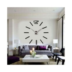 Modern 3D Mirror Acrylic Wall Clock - Black