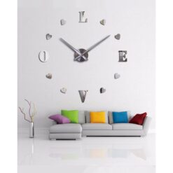 3D Love Mirror Effect Wall Clock