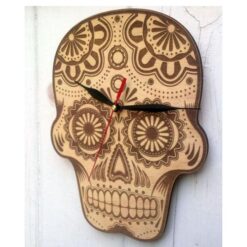 Laser Engraved Sugar Skull Clock