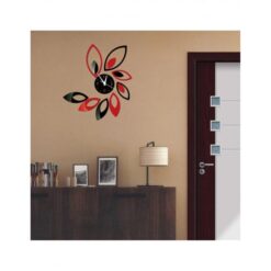 Flower Wall Clock - Black &Amp; Red