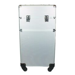 Abl 4 In 1 Portable Traveling Aluminum Professional Makeup Trolley Cart With Multiple-Sized Compartments And Wheels - Silver