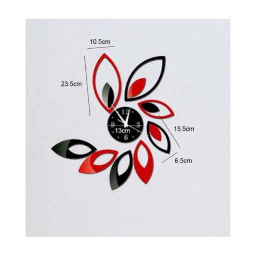 Flower Wall Clock - Black & Red