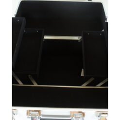 Abl 4 In 1 Portable Traveling Aluminum Professional Makeup Trolley Cart With Multiple-Sized Compartments And Wheels - Silver