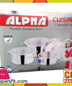 Alpha Durable Cuisine Casserole Stainless Steel 8 Pieces Set