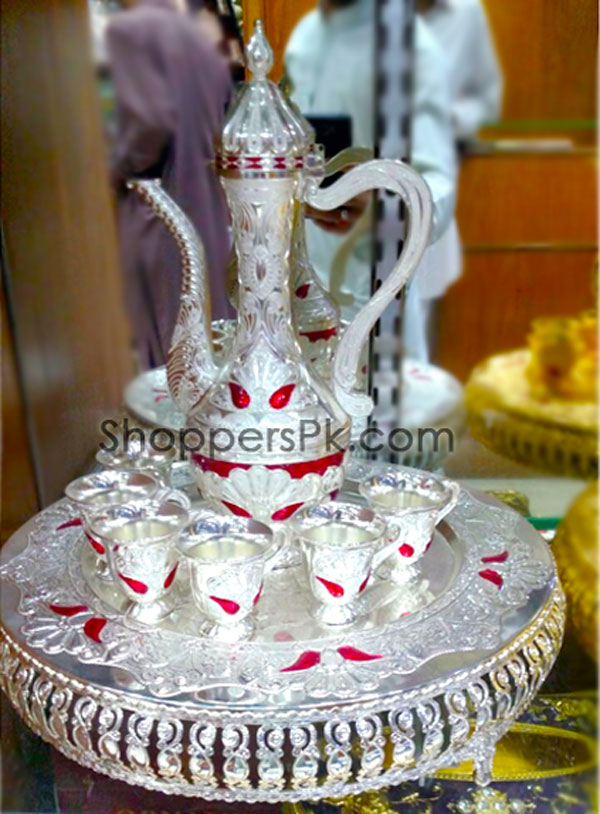 Arabic Turkish Coffee Cups Gawa Set Of 8 Silver A1 - Zam Zam Water Set