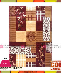 Beige & Maroon Polypropylene Persian Rug - 4x6 Ft