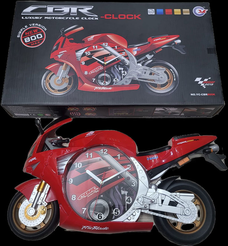 Bike Shaped 3D Clock- Red