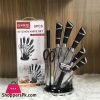 GORIS Kitchen Knife Set Black & Silver Stand 8 Pieces