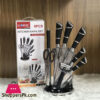 Goris Kitchen Knife Set Black &Amp; Silver Stand 8 Pieces