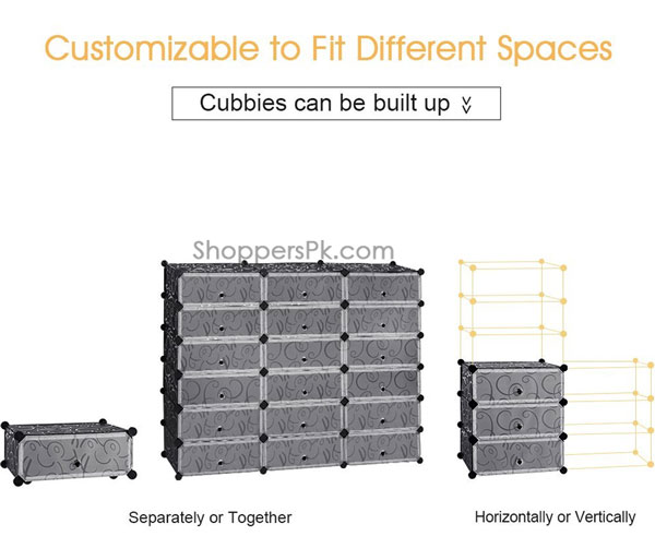 Intelligent Plastic Portable Cube Cabinet – Shoe Rack 18 Cube