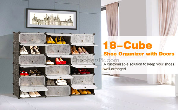 Intelligent Plastic Portable Cube Cabinet – Shoe Rack 18 Cube