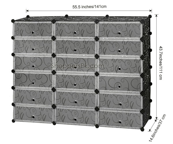 Intelligent Plastic Portable Cube Cabinet – Shoe Rack 18 Cube