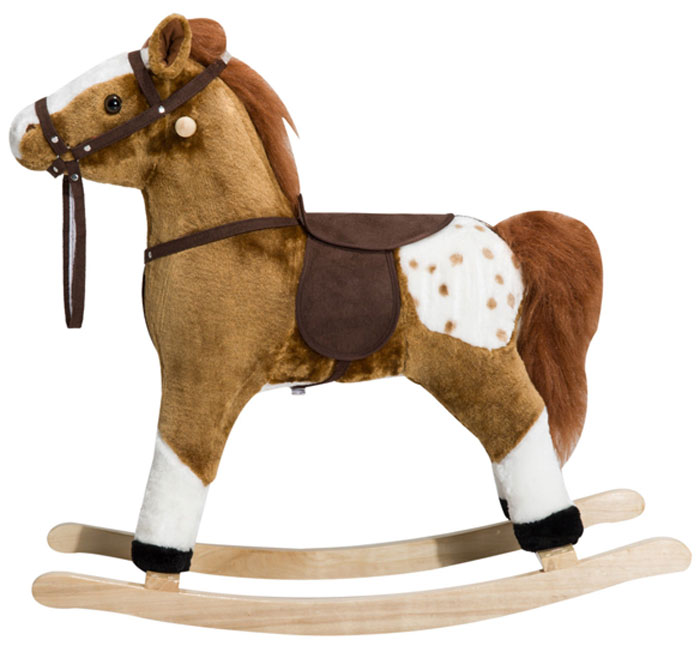 Kid Plush Rocking Horse Ride on Toy Pony with Realistic Sound Medium