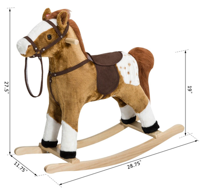 Kid Plush Rocking Horse Ride on Toy Pony with Realistic Sound Medium