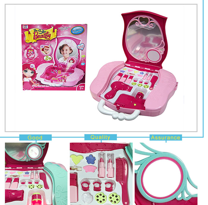 Llittle Princess Beauty Play Set Toy Portable Suitcase Girl Make Up With Mirror 008-809A