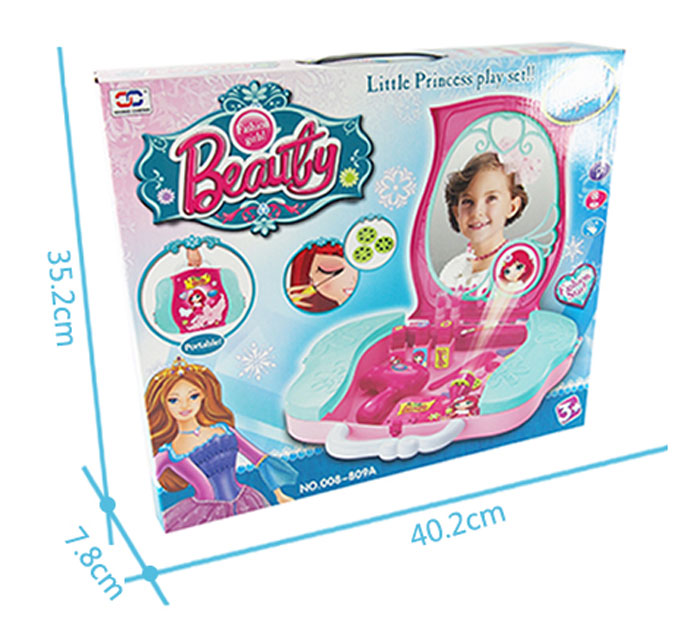 Llittle Princess Beauty Play Set Toy Portable Suitcase Girl Make Up With Mirror 008-809A