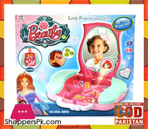 Llittle Princess Beauty Play Set Toy Portable Suitcase Girl Make up with Mirror 008-809A