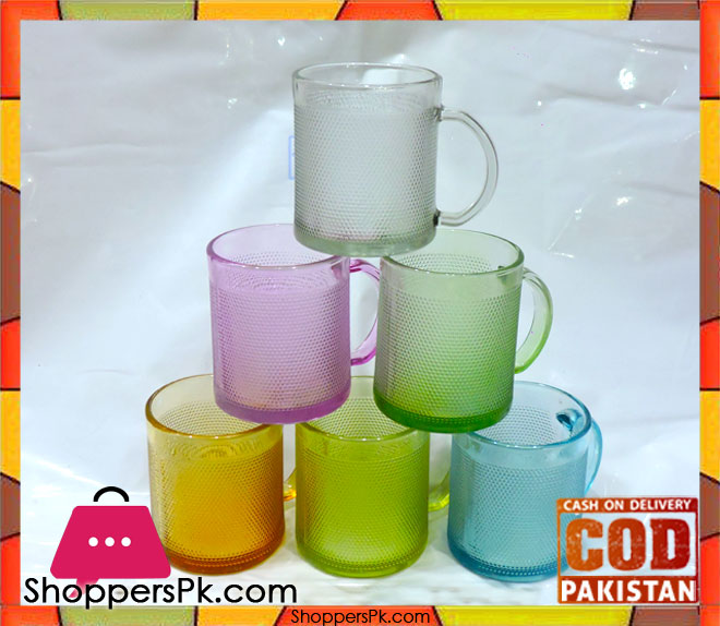Colorful Glass Mug Set Six Pieces