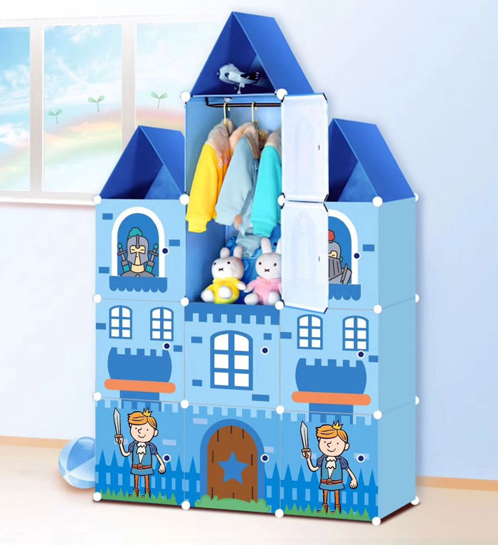 New Castle Style 10 Cube Diy Cabinet Blue With Hanging