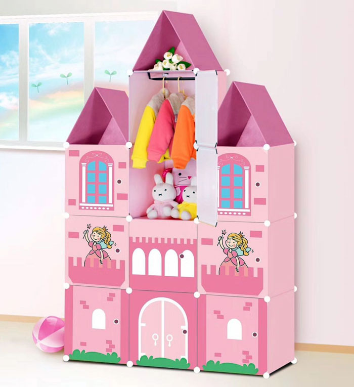 New Castle Style 10 Cube Diy Cabinet Pink With Hanging