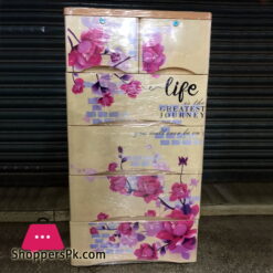 Plastic Drawers Cabinet Big Flower Print