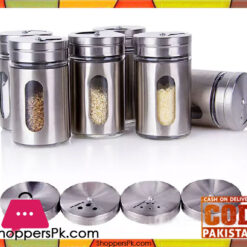 Spice Jar Shaker Glass with Steel Cover 6 Pcs