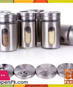 Spice Jar Shaker Glass with Steel Cover 6 Pcs