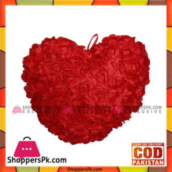 0009-1 - Cotton Printed Heart Shaped Pillow - Red