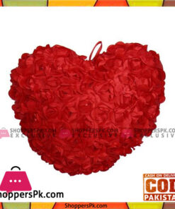 0009-1 - Cotton Printed Heart Shaped Pillow - Red