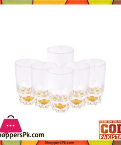 Acrylic Round Diamond Cut Base Crystal Tumbler Set - 6 Pieces - Yellow - BH0014AC