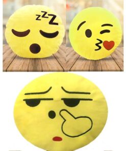 Pack Of 3 Emoji Emoticon Cushions - Yellow